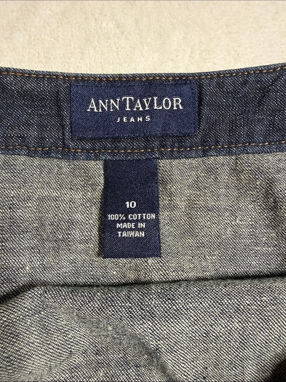 Ann Taylor Dark Blue Lightweight Denim Mini Skirt